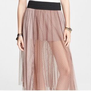 Free People Sugar Plum Lace Overlay Semi Sheer Tutu Maxi Skirt
